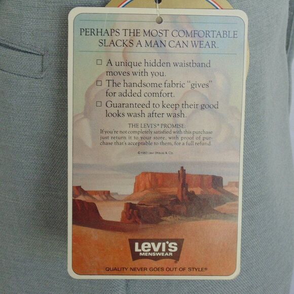 new LEVI'S Action Slacks, 38x34, Light Gray, 1984 Vintage, Sta-prest Clasp waist - Picture 15 of 15